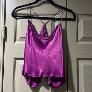 NWT ZARA Purple Satin Effect Camisole Open Back - Size S